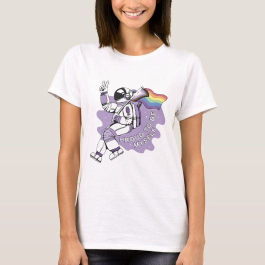 Proud om mezelf LGBTQ Astronaut T-Shirt te zijn (Voorkant)