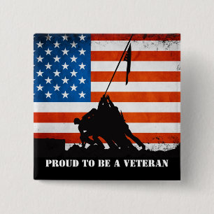 Proud om veteraan te worden vierkante button 5,1 cm