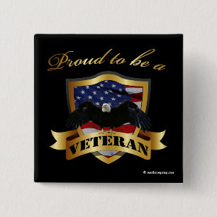 Proud om veteraan te worden vierkante button 5,1 cm