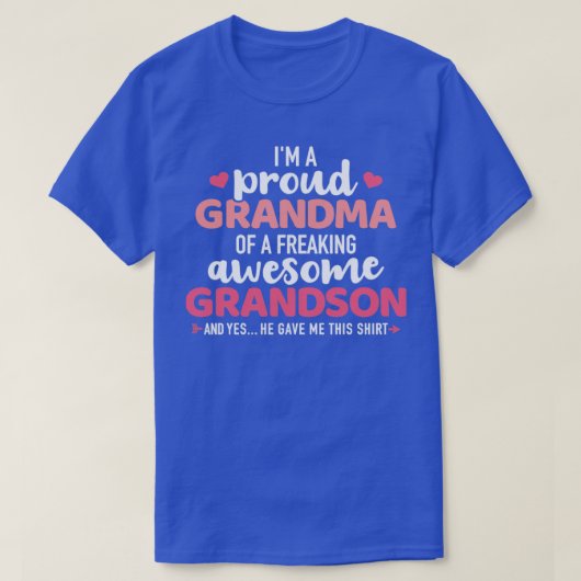 Proud oma van een geweldige kleinzoon t-shirt (Design voorkant)