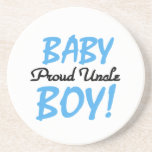 Proud oom Baby Gifts Zandsteen Onderzetter<br><div class="desc">Proud oom Baby Boy keepomwille boxes,  tegels,  siervoorwerpen,  notitieboeken,  hoodies,  mokken,  kaarten,  stickers,  canvas tassen,  magneten en andere trotse oom kleding en geschenken met blauwe en zwarte tekst.</div>