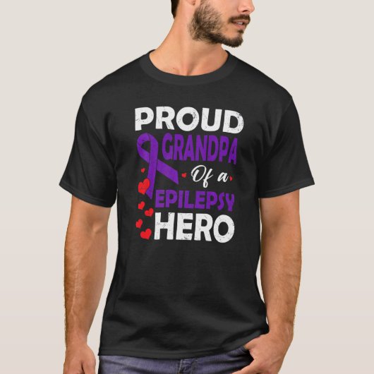 Proud opa van Epilepsy Hero Warrior Paarse Ri T-shirt (Voorkant)