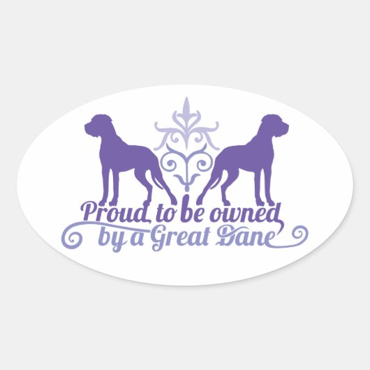 Proud owned by a Great Dane purple Ovale Sticker (Voorkant)