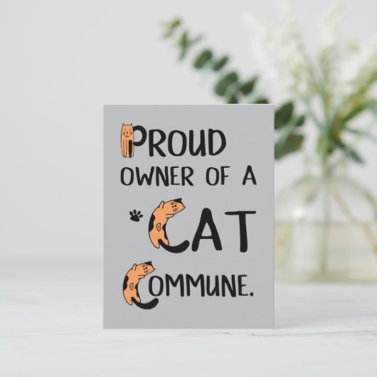 Proud Owner of a Cat Commune grappig design Briefkaart (Staand voorkant)