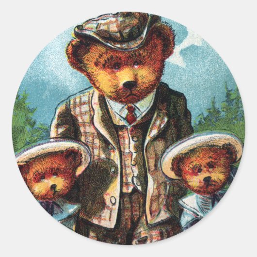 Proud Papa Beer - Letter P - Teddybeer Ronde Sticker (Voorkant)