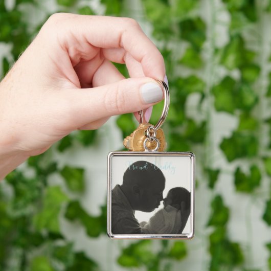 Proud papa Foto Large Square Sleutelhanger (Hand)