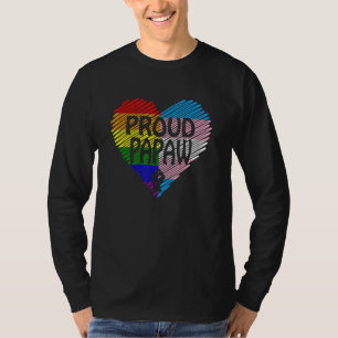 Proud Papaw LGBT met regenboog en transgendervlag T-shirt