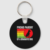 Proud Parent Of A Dramatic Dog Silhouette Retro De Sleutelhanger (Voorkant)