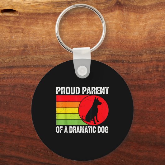 Proud Parent Of A Dramatic Dog Silhouette Retro De Sleutelhanger (Voorkant)