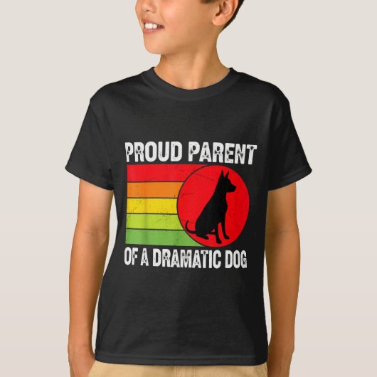 Proud Parent Of A Dramatic Dog Silhouette Retro De T-shirt (Voorkant)