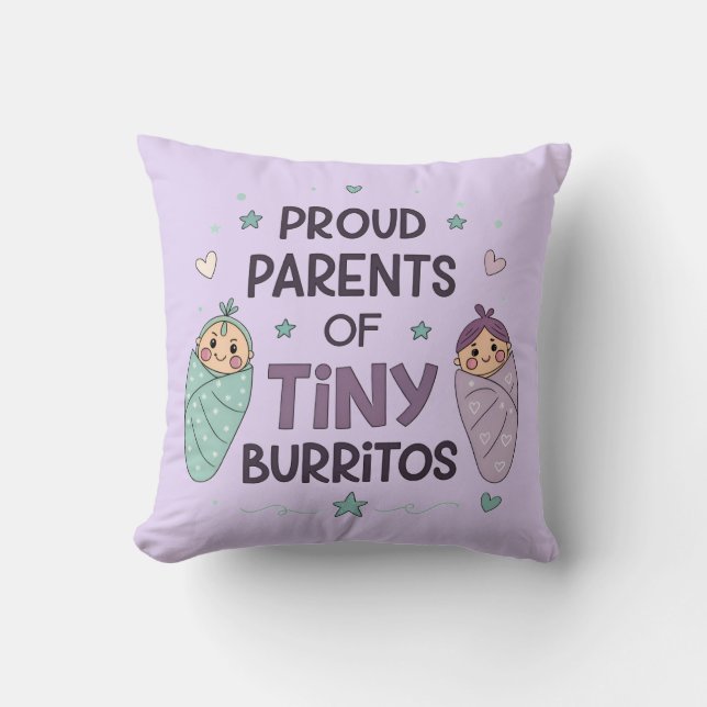 Proud Parents of Tiny Burritos Art Kussen (Voorkant)