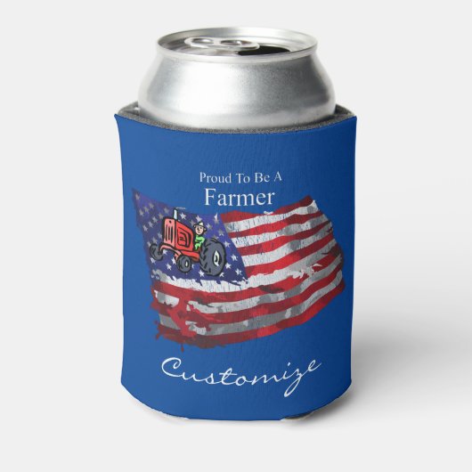 Proud Patriotic Farmer Flag Thunder_Cove Blikjeskoeler (Blikje Achterkant)