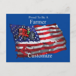 Proud Patriotic Farmer Flag Thunder_Cove Briefkaart