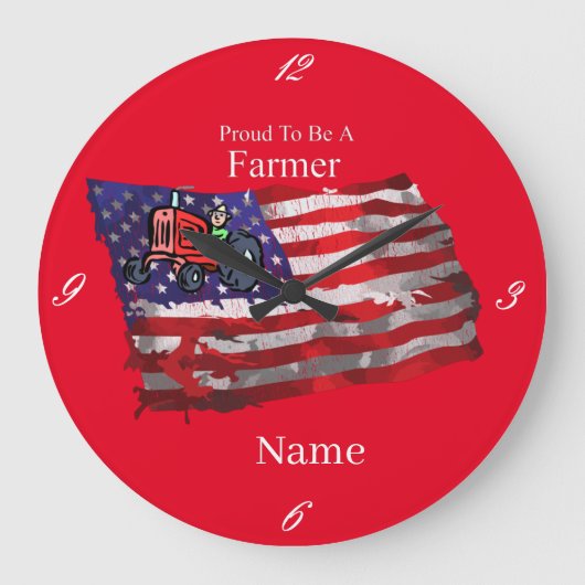 Proud Patriotic Farmer Flag Thunder_Cove Grote Klok (Voorkant)