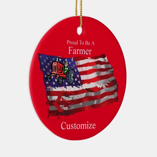 Proud Patriotic Farmer Flag Thunder_Cove Keramisch Ornament (Rechts)