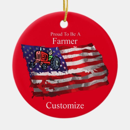 Proud Patriotic Farmer Flag Thunder_Cove Keramisch Ornament (Voorkant)