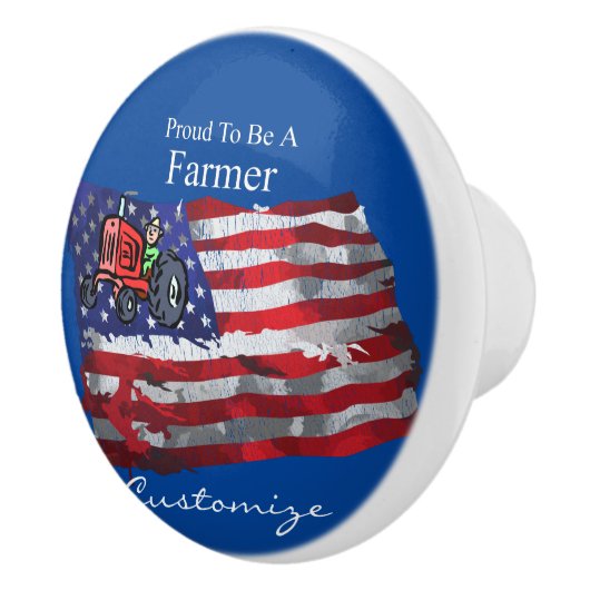 Proud Patriotic Farmer Flag Thunder_Cove Keramische Knop (Rechts)