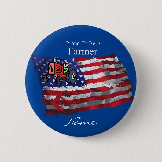Proud Patriotic Farmer Flag Thunder_Cove Ronde Button 5,7 Cm (Voorkant)