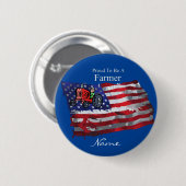 Proud Patriotic Farmer Flag Thunder_Cove Ronde Button 5,7 Cm (Voorkant /achterkant)