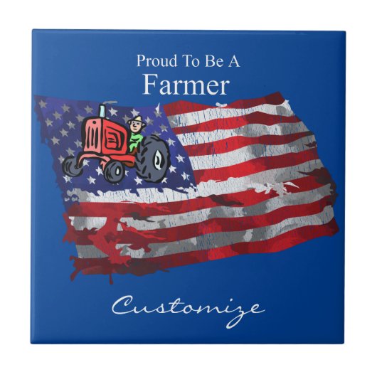 Proud Patriotic Farmer Flag Thunder_Cove Tegeltje (Voorkant)