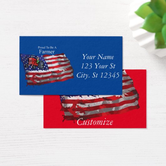Proud Patriotic Farmer Flag Thunder_Cove Visitekaartje (Bureau)