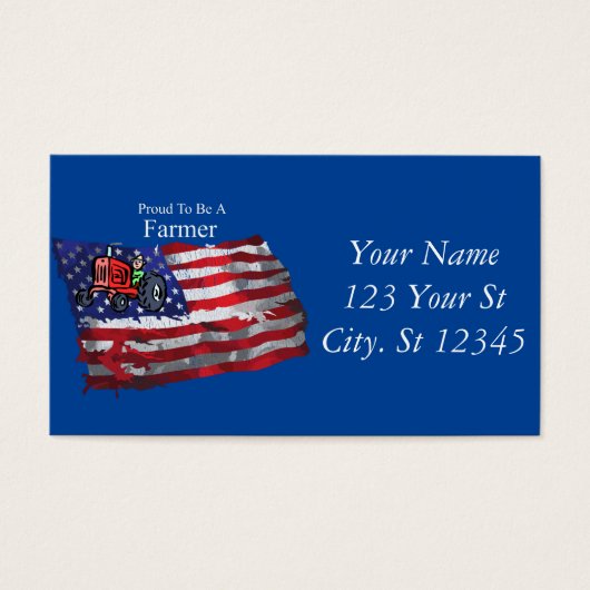 Proud Patriotic Farmer Flag Thunder_Cove Visitekaartje (Voorkant)