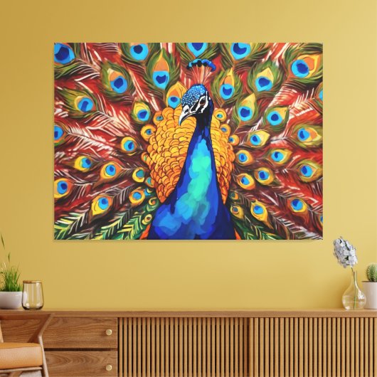 Proud Peacock Canvas Afdruk (Insitu (Woonkamer))