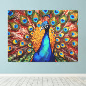 Proud Peacock Canvas Afdruk (Insitu (Houten vloer))