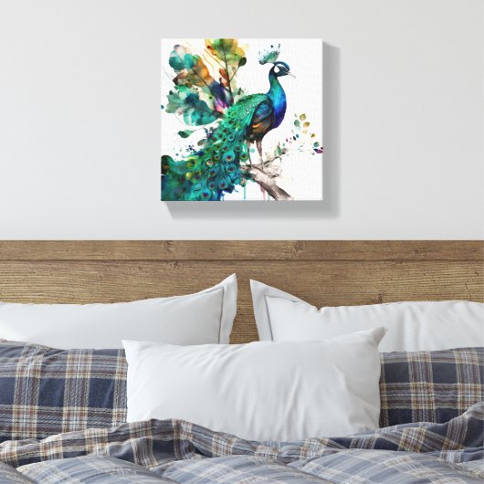 Proud Peacock Canvas Afdruk (Insitu (Slaapkamer))