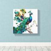 Proud Peacock Canvas Afdruk (Insitu (Houten vloer))