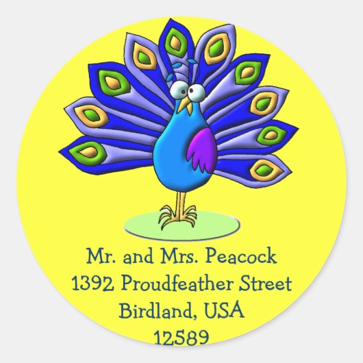 Proud Peacock Ronde Sticker (Voorkant)