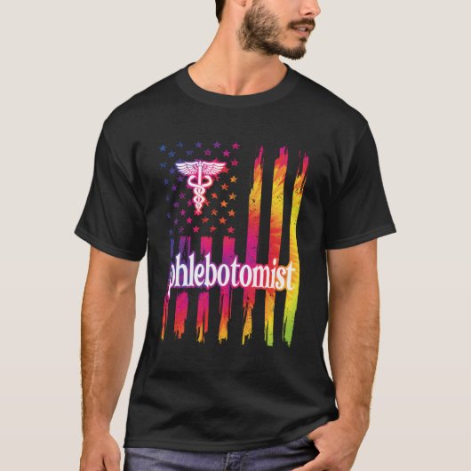 Proud Phlebotomist Us Flag Phlebotomie T-shirt (Voorkant)