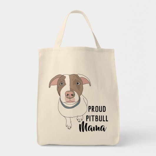Proud Pitbull Mama Tas (White/Tan) (Voorkant)