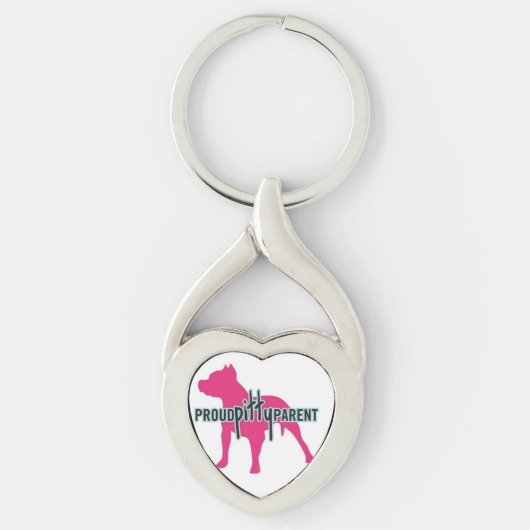 Proud Pitty Parent Twisted Heart Sleutelhanger (Voorkant)