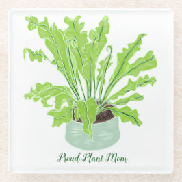 Proud Plant Mam - de nestfern van de vogel op wit. Glazen Onderzetter