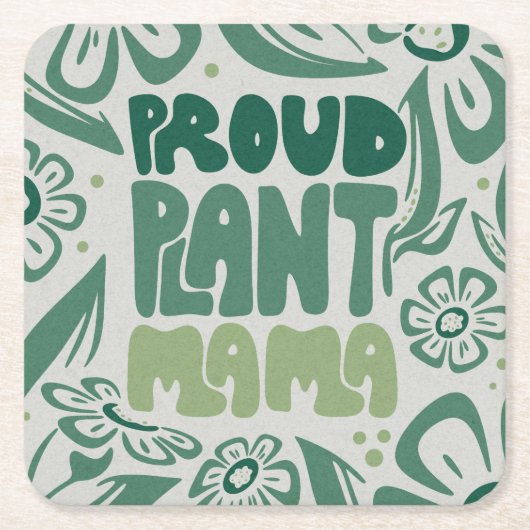 Proud Plant Mama – Bold Plant Lover Kartonnen Onderzetters (Voorkant)