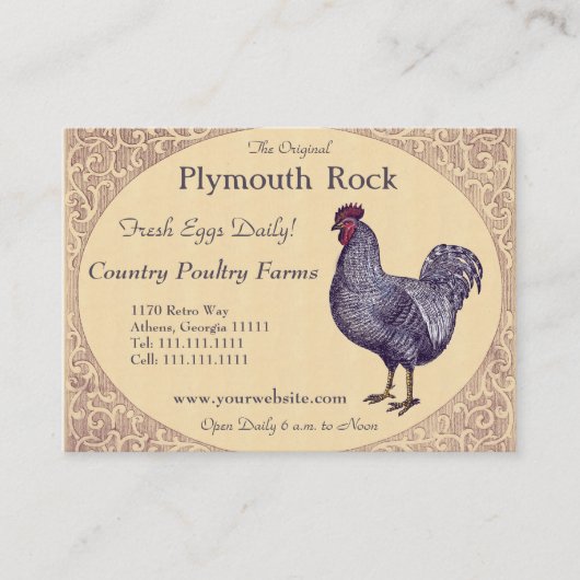 Proud Plymouth Rock Rooster Poultry Boerderij Visitekaartje (Voorkant)