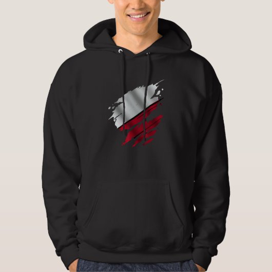Proud Polish Ripped Poland Flag Hoodie (Voorkant)