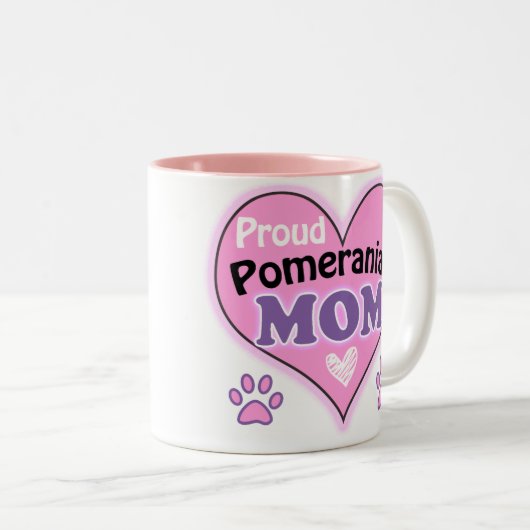 Proud Pomeranian Mom Tweekleurige Koffiemok (Voorkant rechts)