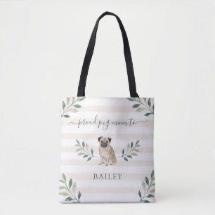 Proud Pug Mama Lekkende botanische bladeren en s Tote Bag