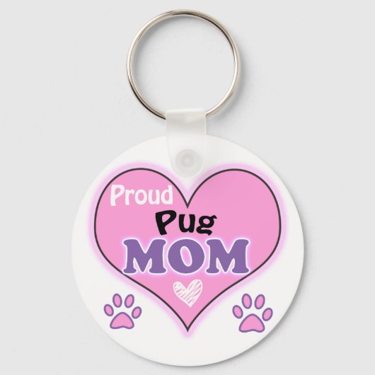 Proud Pug Mama Sleutelhanger (Voorkant)