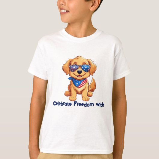 Proud Pup – Patriotic Golden Retriever 4th of July T-shirt (Voorkant)