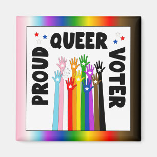 Proud Queer Voter-regenbooghanden Magneet