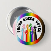 Proud Queer Voter-regenbooghanden Ronde Button 7,6 Cm (Voorkant /achterkant)