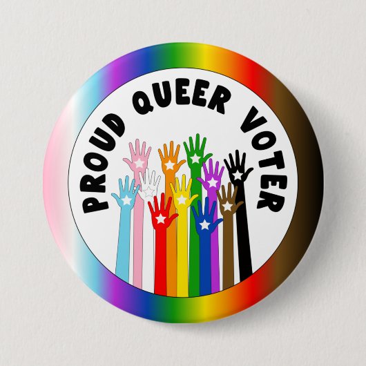 Proud Queer Voter-regenbooghanden Ronde Button 7,6 Cm (Voorkant)