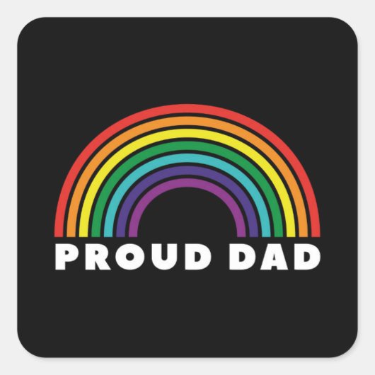 Proud Rainbow Pap Vierkante Sticker (Voorkant)