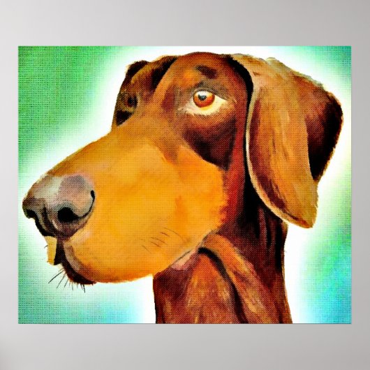 Proud Red doberman origineel kunstwerk poster (Voorkant)