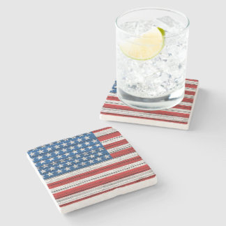 Proud Red White Blue Stars Stripes Flag Stenen Onderzetter