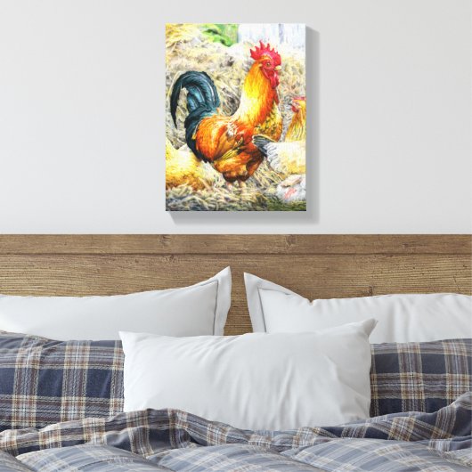 Proud Rooster Canvas Afdruk (Insitu (Slaapkamer))