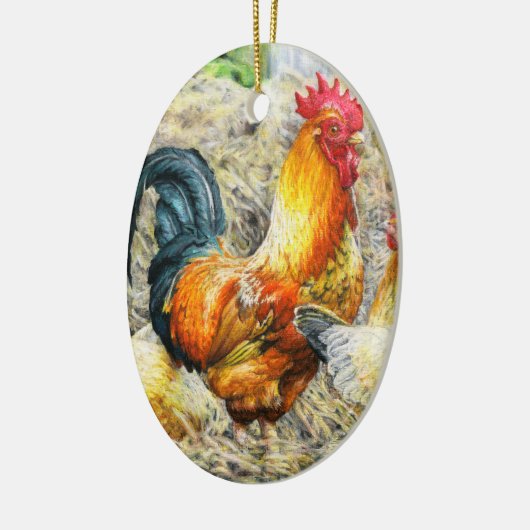 Proud Rooster Keramisch Ornament (Links)